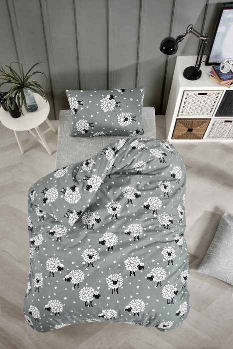 L'essentiel linge de maison Lamb Conjunto de funda nórdica doble Blanco, gris y negro L'essentiel linge de maison Lamb Conjunto de funda nórdica doble Blanco, gris y negro